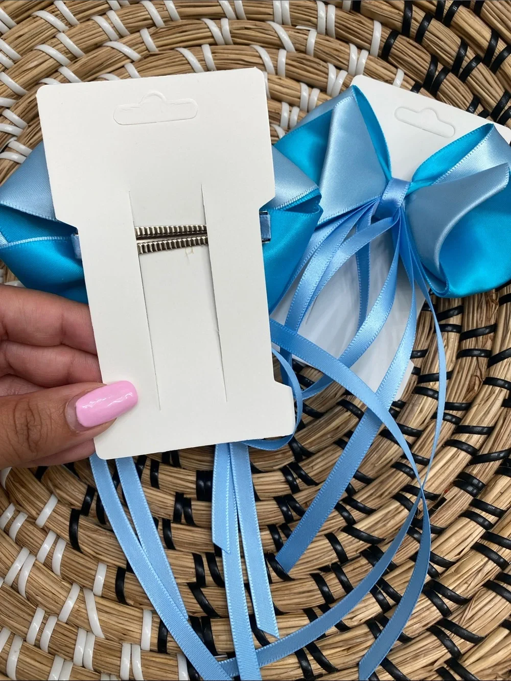 Satin Double-Tone Blue Ribbon Hair Bows